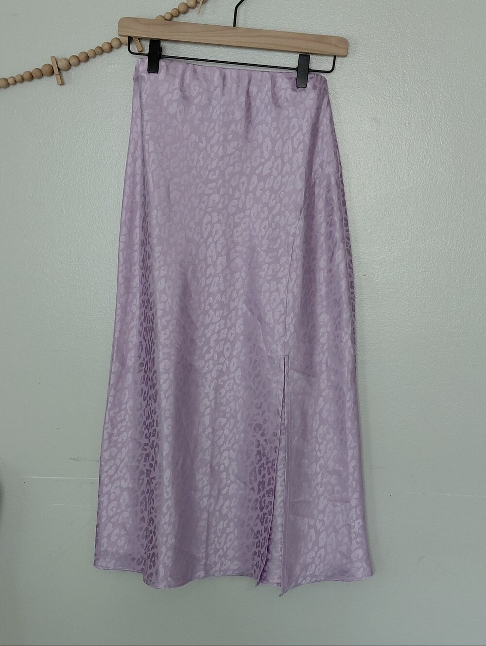 Blue Rain X Francesca's Lavender Jacquard Leopard Midi Skirt Small NWOT